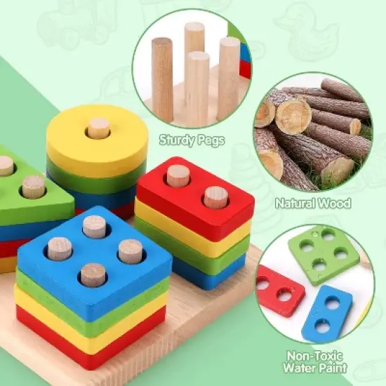 9-in-1Wooden Intellectual Development Toys, Birthday gift For Kids, Early Learning Educational Montessori Toys for  Boys Girls 3+ image {5}