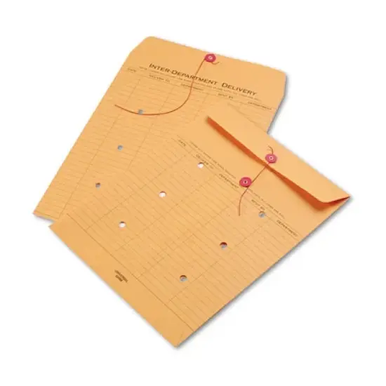 Universal Light Brown Kraft String/Button Interoffice Envelope, #97, Two-Sided Five-Column Format, 10 x 13, Light Brown Kraft, 100/Box image {1}