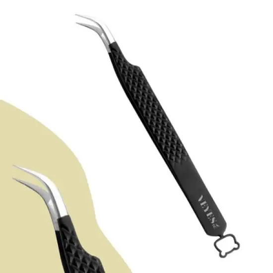 VEYES INC Lash Tweezers for Eyelash Extensions High-precision Fiber Tip Tweezers Kit Contains Isolation Curved and Volume Lash Tweezers (3PCS) Black image {7}