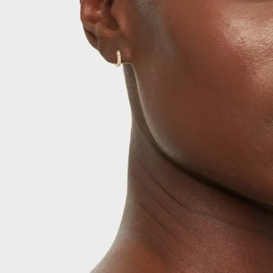 14K Gold Plated Cubic Zirconia Huggie Hoop Earrings - A New Day&trade; image {1}