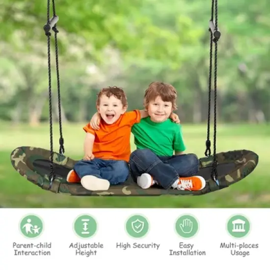 Costway Saucer Tree Swing Surf Kids Outdoor Adjustable Swing Set w/ Handle image {4}