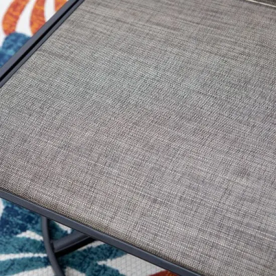 3pc Patio Dining Set with Square Steel Table & 360 Swivel Arm Chairs - Captiva Designs: Weather-Resistant Outdoor Furniture image {7}