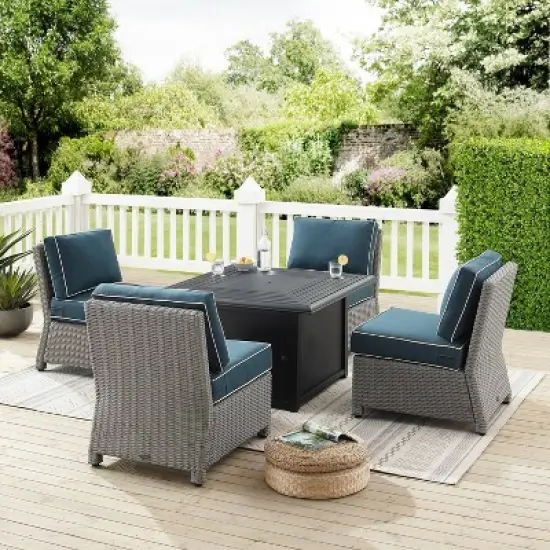 Crosley 5pc Bradenton Steel Outdoor Patio Fire Pit Furniture Set with Armless Chairs image {3}