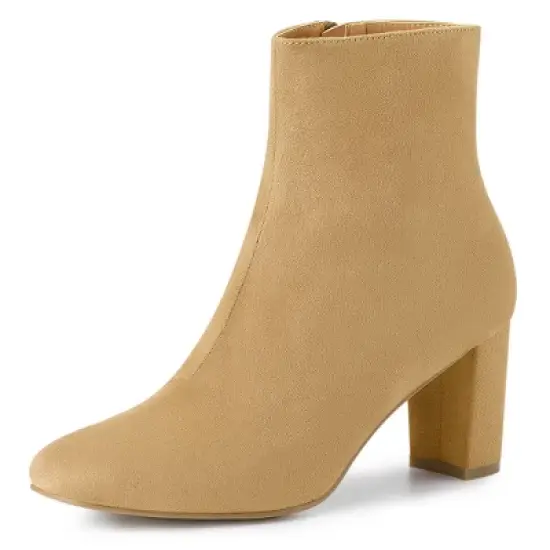 Allegra K Women's Dress Side Zip Chunky Heel Ankle Boots image {14}