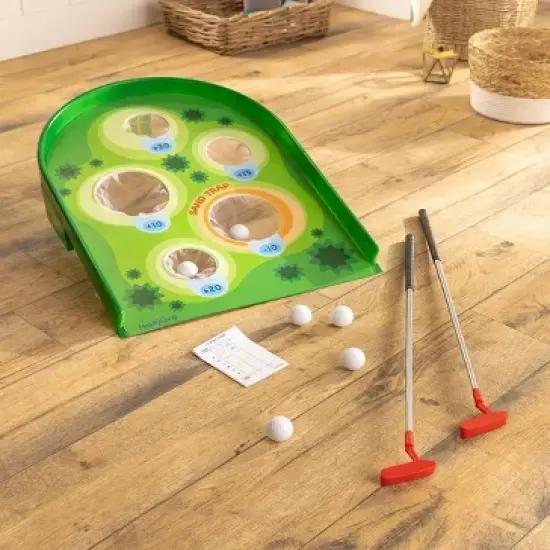 HearthSong Arcade Golf Putting Game for Kids with Two Golf Clubs and Six Golf Balls image {2}