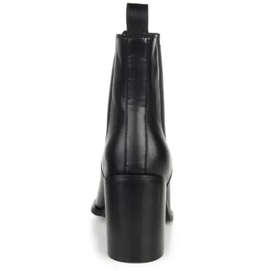 Journee Signature Womens Genuine Leather Rowann Square Toe Stacked Chelsea Booties image {2}