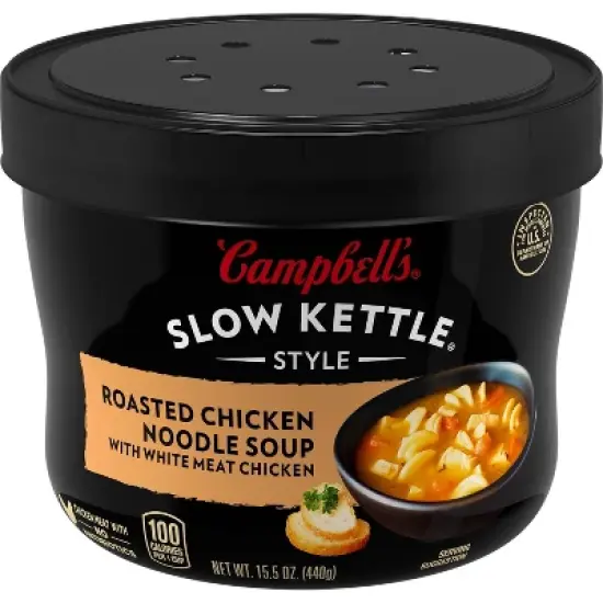 Campbell's Slow Kettle Style Roasted Chicken Noodle Soup Microwaveable Bowl - 15.5oz image {12}