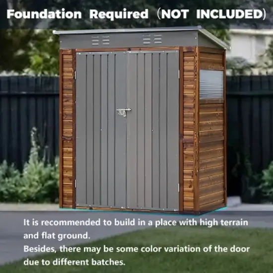 Outdoor Backyard Storage Shed, Storage Shed with Wood Frame and Iron Door and Window, Tool Shed with All-Weather Design -Coolbibila image {2}