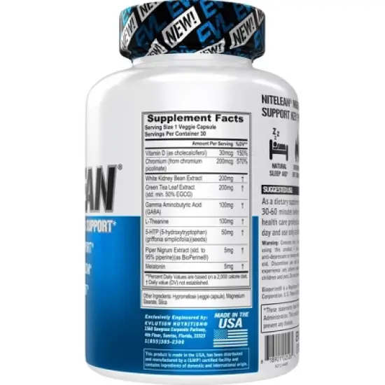 Evlution Nutrition NiteLean - Nighttime Weight Loss Support - 30 Servings image {1}