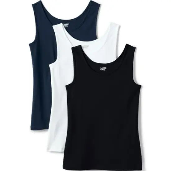Lands' End Women's Cotton Interlock Tank 3 Pack image {2}