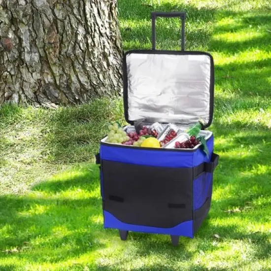 Picnic at Ascot 60 Can Collapsible Insulated Rolling Cooler - Royal Blue image {4}