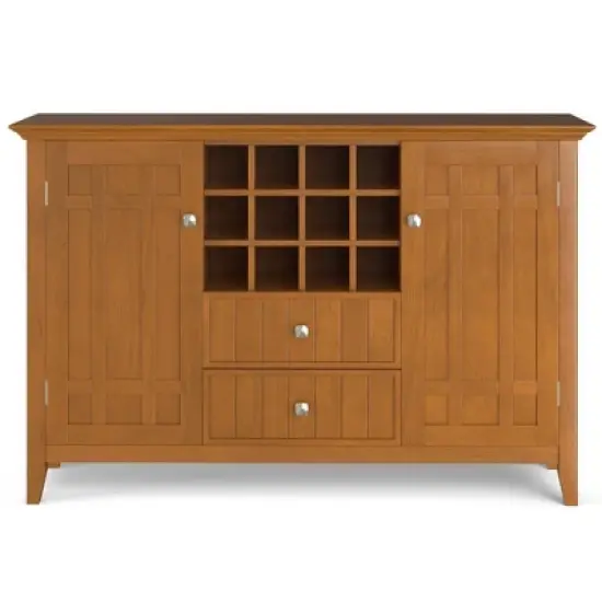 Freemont Sideboard Buffet with Storage, Adjustable Shelves & Bronze Knobs - WyndenHall: Holds 12 Bottles, Solid Wood image {8}
