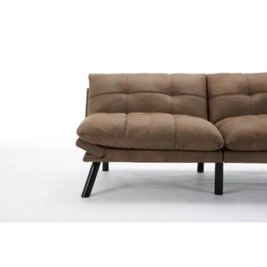 Leatehr Feeling Brown Convertible Folding Modern sofa Bed image {9}