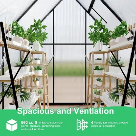 GustoWave  6'X4' Aluminum-Framed Polycarbonate Greenhouse Kit image {2}
