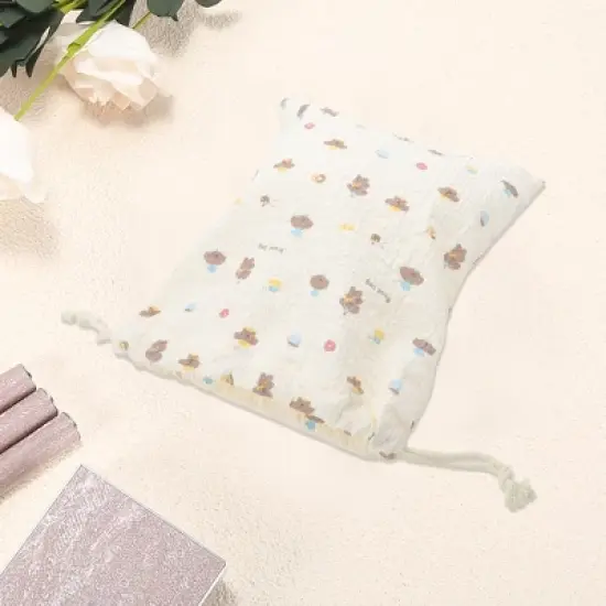 Unique Bargains Bread Dog Drawstring Makeup Bag Beige 1 Pc image {2}