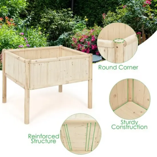 Costway Raised Garden Bed 42''x30''x32'' Elevated Wood Planter Box Stand Patio Yard image {7}
