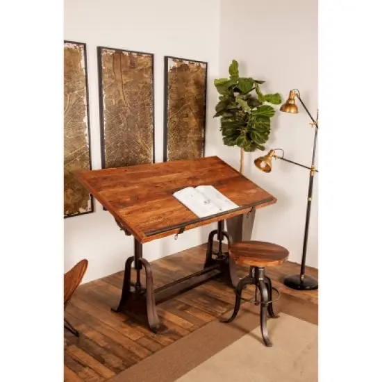Industrial Teak Wood Console Table Brown - Olivia & May image {1}