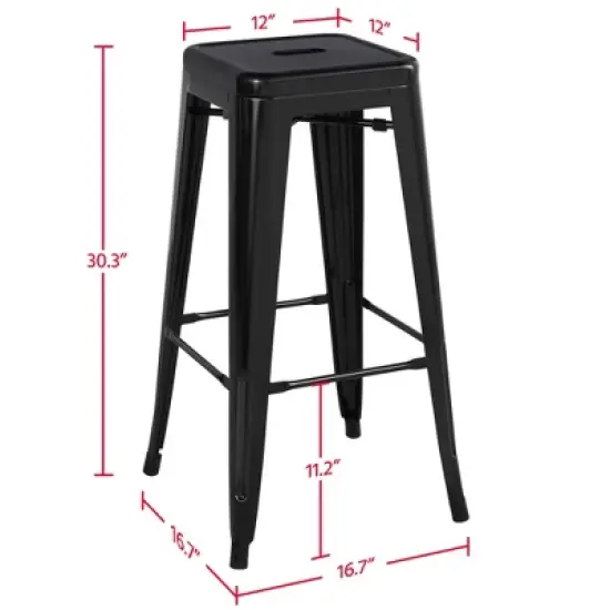 Yaheetech Set of 4 Metal Backless Counter Height Bar Stools Stackable Chairs image {6}