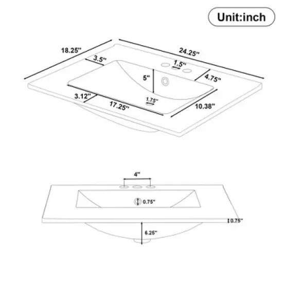 Christopher Knight Home Able 24" Bathroom Vanity with Ceramic Sink, 2-Tier Pull-Out Basket and Deep Drawer image {3}