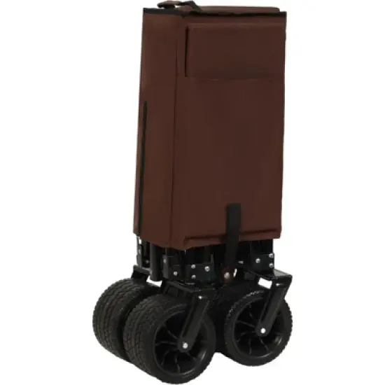 RISOKEYS Heavy-Duty 300lbs Capacity Folding Wagon Cart with Removable Waterproof Cover,for Beach Camping, All-Terrain Collapsible Cart,Brown image {5}