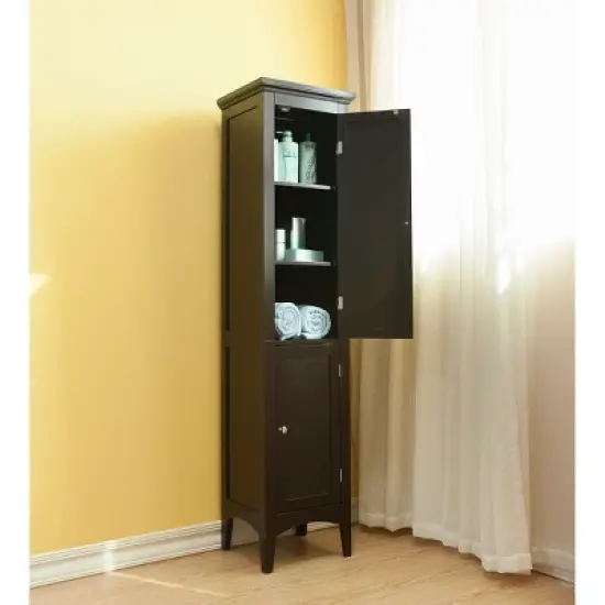 Slone Two Door Shuttered Linen Cabinet - Elegant Home Fashion image {6}