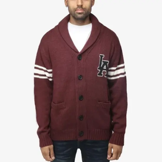 X RAY Men's Shawl Collar Heavy Gauge Cardigan with City Patch image {6}