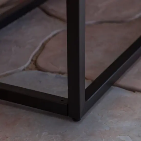 GDFStudio Newcastle Outdoor 54" Acacia Wood and Iron Bench image {7}