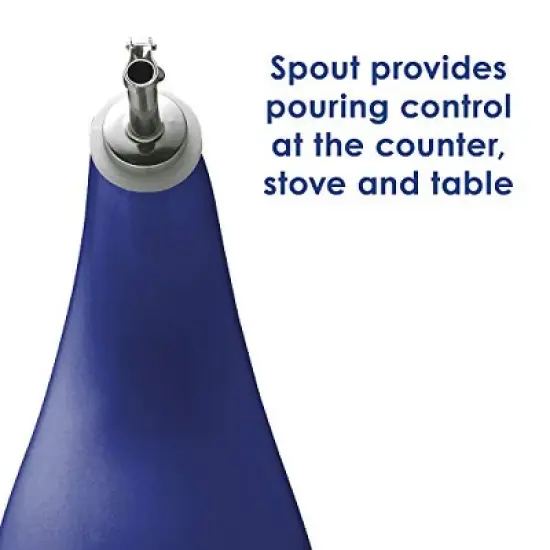 Rachael Ray Solid Glaze Ceramics EVOO Olive Oil Bottle Dispenser with Spout - 24 Ounce, Blue image {2}