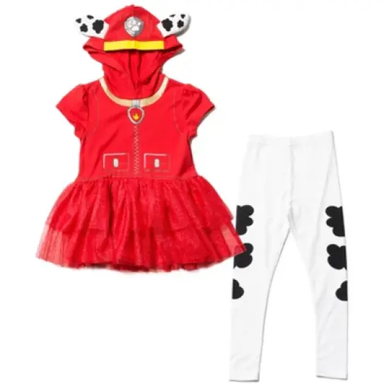 Paw Patrol Marshall Girls Cosplay T-Shirt Dress and Leggings Outfit Set Little Kid image {7}