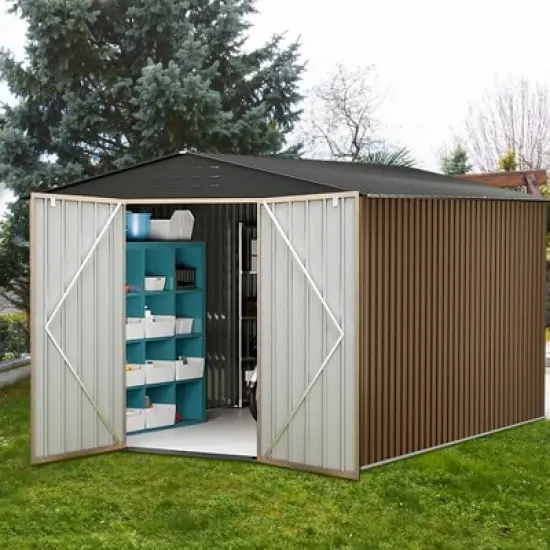 Outdoor Storage Shed, Large Garden Shed,Large Metal Tool Sheds with Sloping Roof and Vents,Updated Reinforced and Lockable Doors Frame Metal Storage image {8}