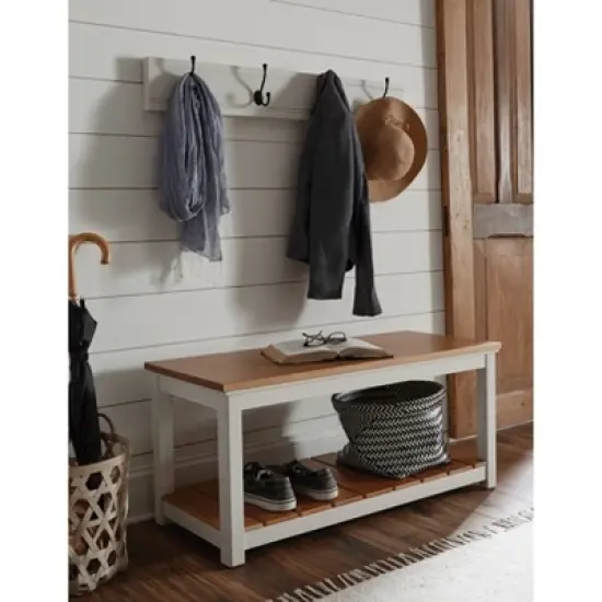 Savannah Coat Hook with Bench Set Ivory - Bolton Furniture image {3}