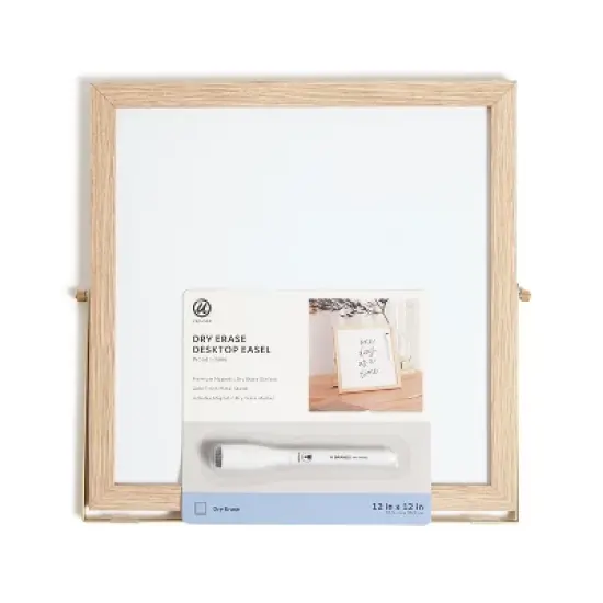 U Brands 12"x12" Frame Desktop Dry Erase Easel Natural: Magnetic Whiteboard with Wall Mount & Hardware image {3}