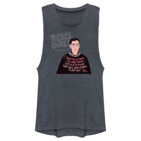 Junior's Rebel Girls Ruth Bader Ginsburg Inspirational Quote Festival Muscle Tee image {3}