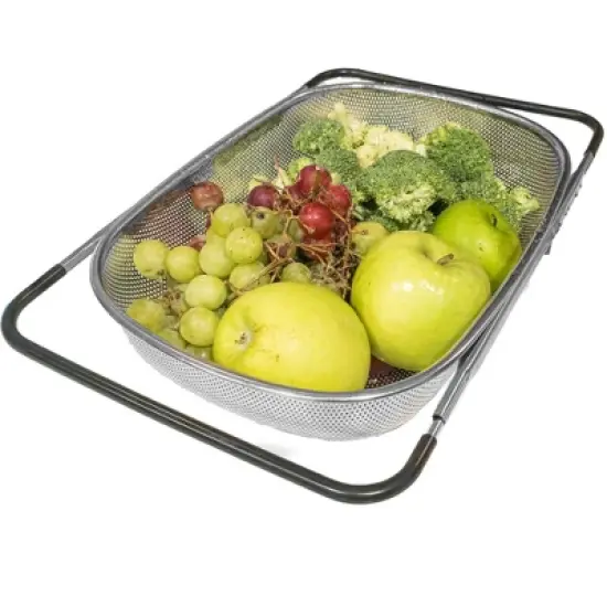 5 Star Super Deals Stainless Steel Colander Expandable Strainer Fine Mesh Basket - 6 Quart with Handles for Kitchen Sink image {9}