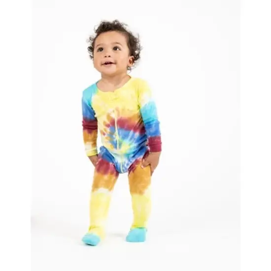 Leveret Kids Footed Cotton Tie Dye Pajama image {6}