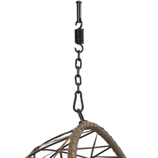 Sunnydaze Outdoor Resin Wicker Patio Lorelei Hanging Basket Egg Chair Swing with Cushions and Headrest - Beige - 2pc image {2}