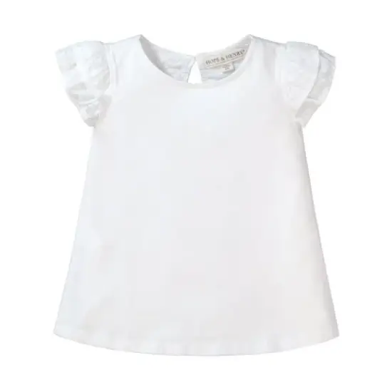 Hope & Henry Girls' Organic Cotton Knit Top with Woven Flutter Sleeves, Infant image {7}