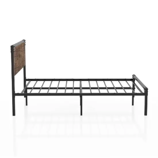 Margrit Two-Tone Design Platform Bed Dark Brown - miBasics image {3}