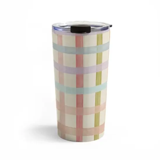 Gigi Rosado Pastel Plaid20 oz Stainless Steel Travel Mug - Deny Designs image {4}