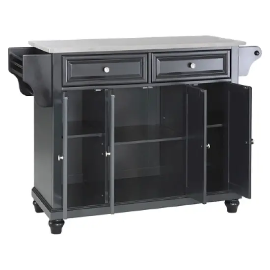 Cambridge Stainless Steel Top Kitchen Island - Black - Crosley image {2}
