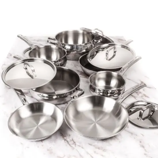 BergHOFF 12Pc 18/10 Stainless Steel Cookware Set with Stainless Steel Lid, Belly Shape image {3}