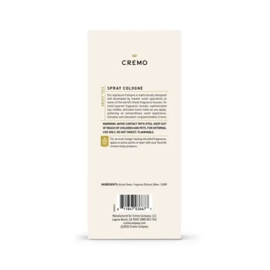 Cremo Cologne - Italian Bergamot - 3.4 fl oz image {1}
