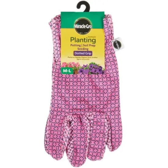 Miracle-Gro  Women's Polyester & Cotton Dotted Grip Planting Gloves, Medium/Large image {1}