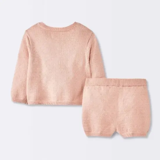 Baby Girls' 2pc Pointelle Sweater Set - Cloud Island&trade; Pink image {1}