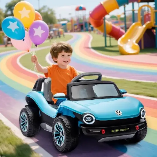 Licensed Volkswagen 12V Kids Electric Ride On Car with Remote Control, LED Lights, Bluetooth, 2 Speeds, Ride On Toy for Ages 3-8 image {5}