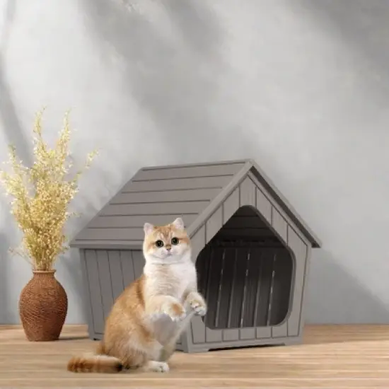 SEVOBAL Pet Crates and Houses Small Wooden Cat House Cozy Sturdy Easy Assembly No Tools Needed for Living Room Bedroom, Brown, 23.43"*22.64"*22.8" image {4}