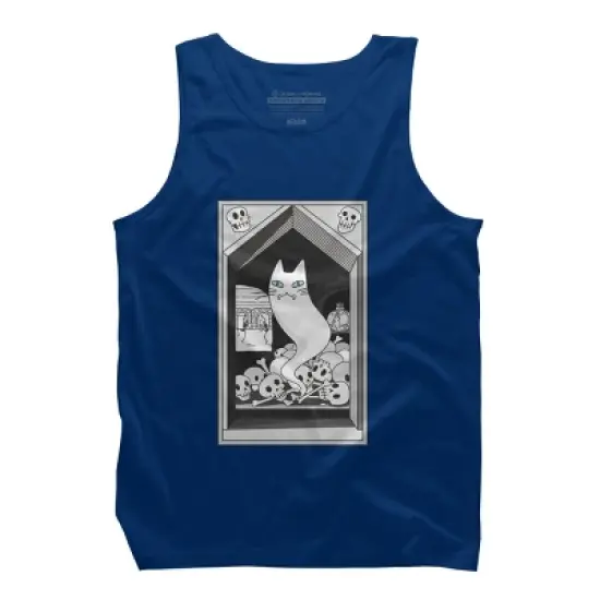 Men's Design By Humans Ghost cat the Keeper of the Crypt By runcatrun Tank Top image {6}