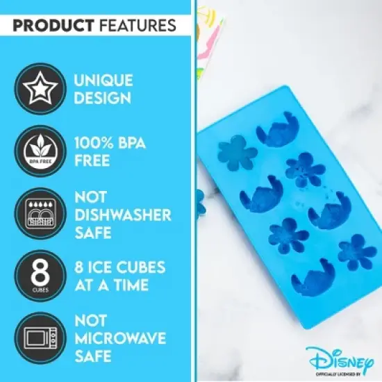 Silver Buffalo Disney Lilo & Stitch Silicone 8 Cube Ice Cube Tray image {5}
