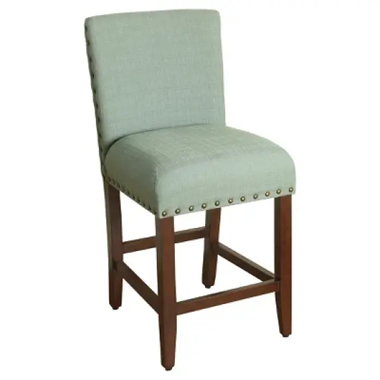 24" Upholstered Counter Height Barstool with Nailheads - HomePop image {5}