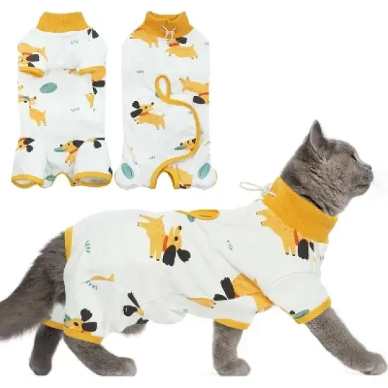 Cat Surgery Recovery Suit Female Male Soft Onesie, Abdominal Wounds Anti-Licking Pajama for Small Pets, Kitten Surgical Collar Cone Alternative Shirt image {7}